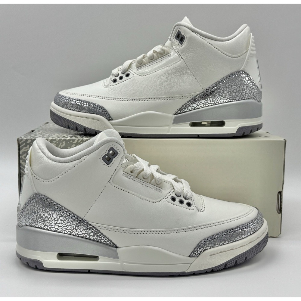 Nike‎ Women's Air Jordan Retro 3 Sail Metallic Silver Size 6.5 CK9246 100